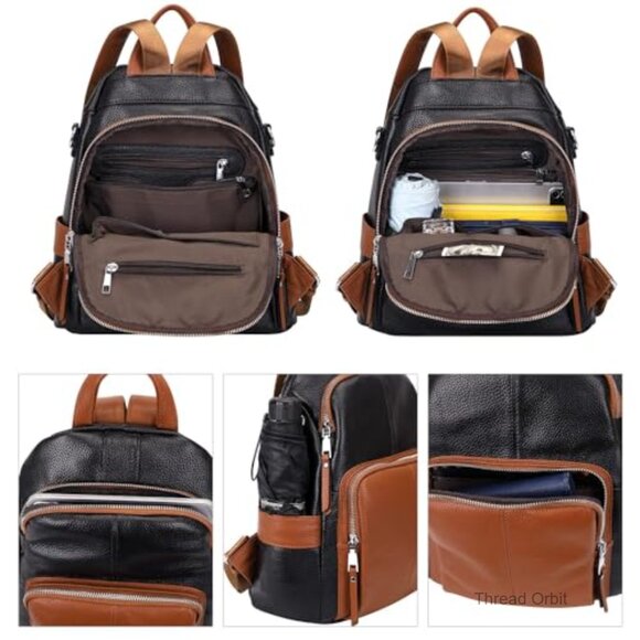 Genuine Leather Convertible Backpack Shoulder Bag Women\'s Medium Size main image 5